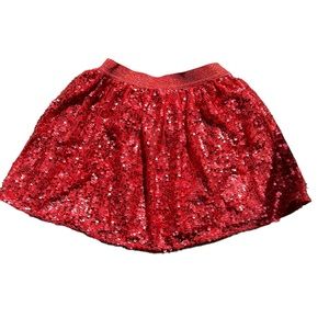 Girls Red Sequin Skirt- Size 6